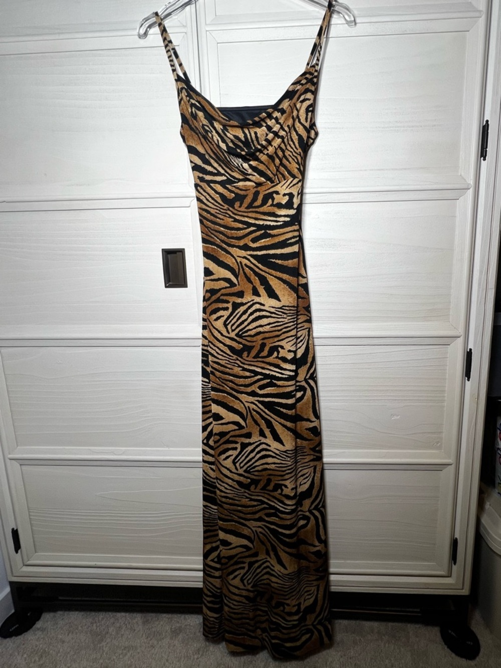 Arianna by Rachel Kaye Black and Brown Animal Patterned Maxi Dress Sz S